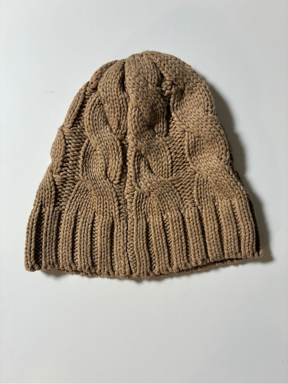 Cozy Brown Cable Knit Slouchy Beanie - One Size